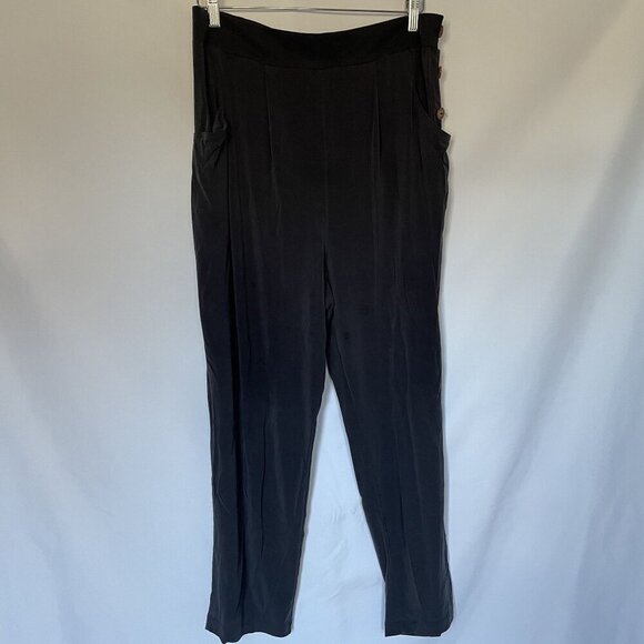 Anthropologie Saturday Sunday High-Waist Black Pants With Button Detail & Pocket - Picture 1 of 7